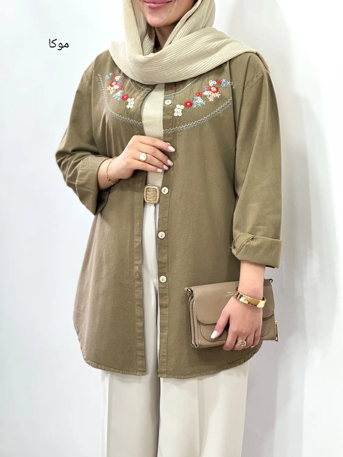 مانتو لینن گلدوزی ساحل